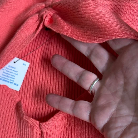 Coral knit Ribbed Bodycon Dress with peekaboo women’s Large NWT - Picture 4 of 8